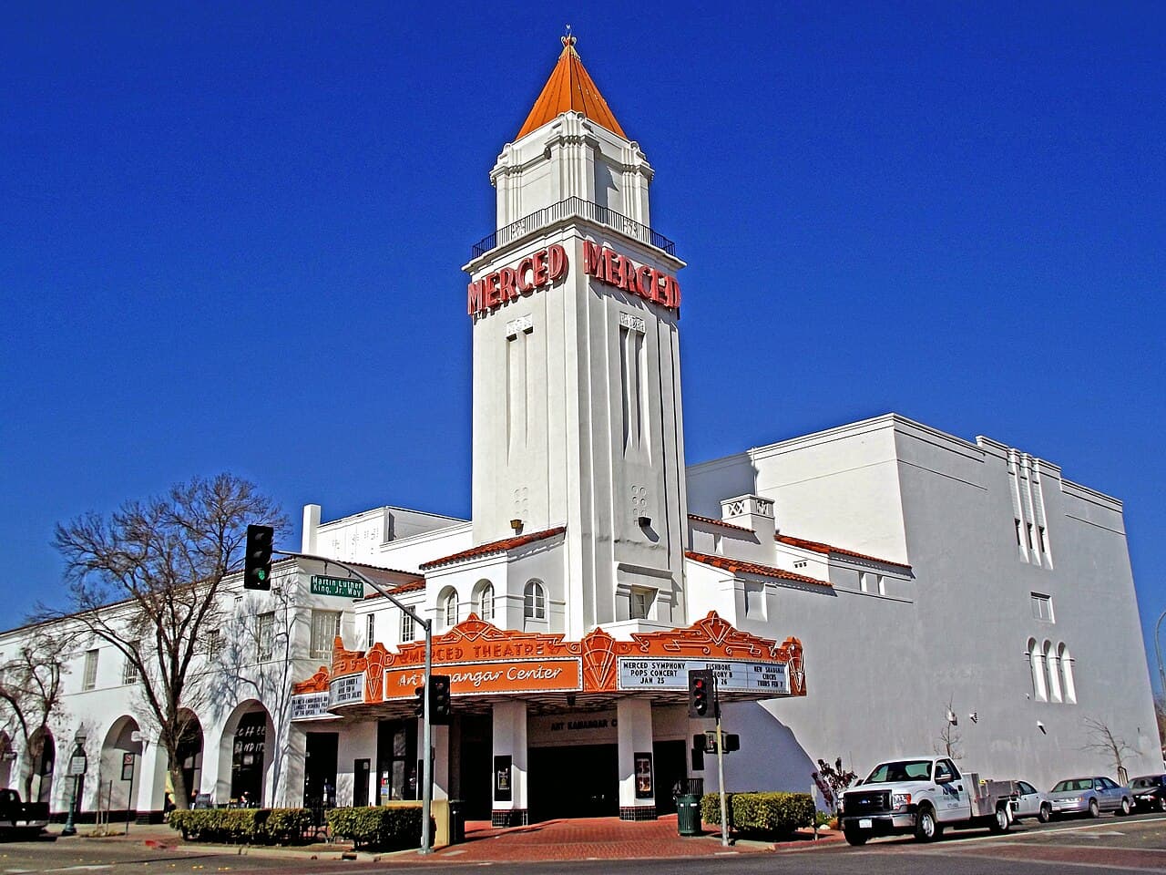 The historic Merced Theatre on Main Street in Merced, California